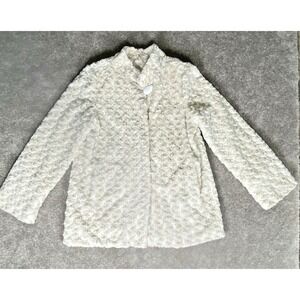 Dennis Brasso Ivory Faux Fur Coat Collectors Edition Gold Lined Size Med.